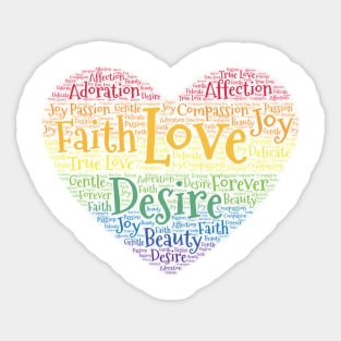 LGBTQ Pride Word Cloud Art Heart Sticker